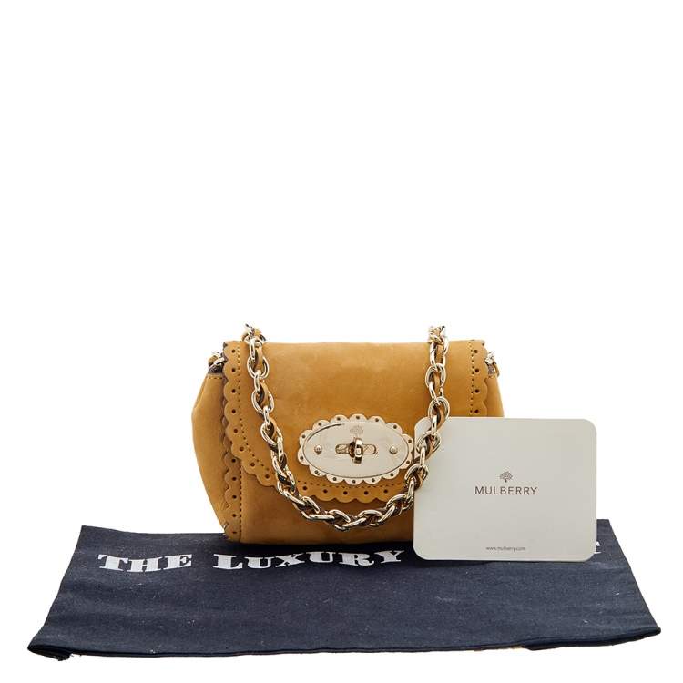 مملوكة مسبقًا Mulberry Mustard Nubuck Leather Mini Cookie Crossbody Bag