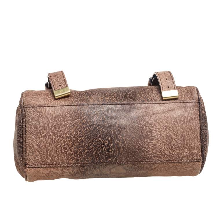Pre Owned Mulberry Brown/Black Calfhair Print Leather Mini Alexa Top Handle Bag