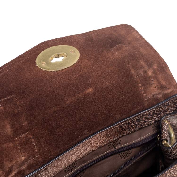 Pre Owned Mulberry Brown/Black Calfhair Print Leather Mini Alexa Top Handle Bag