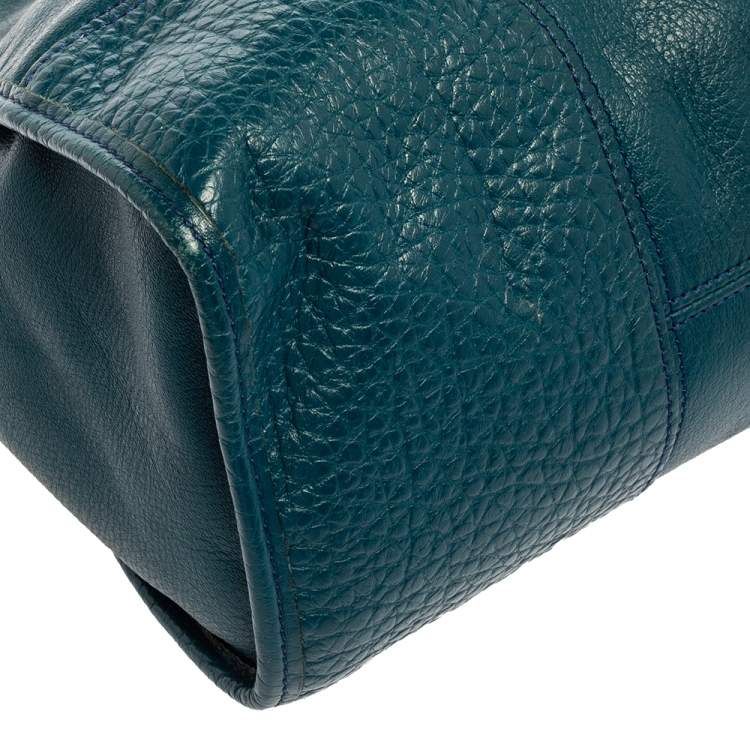 Pre Owned Mulberry Dark Teal Green Leather Taylor Top Handle Bag