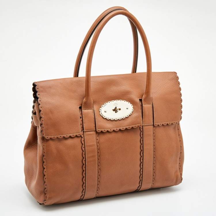 Pre Owned Mulberry Brown Leather Cookie Bayswater Satchel