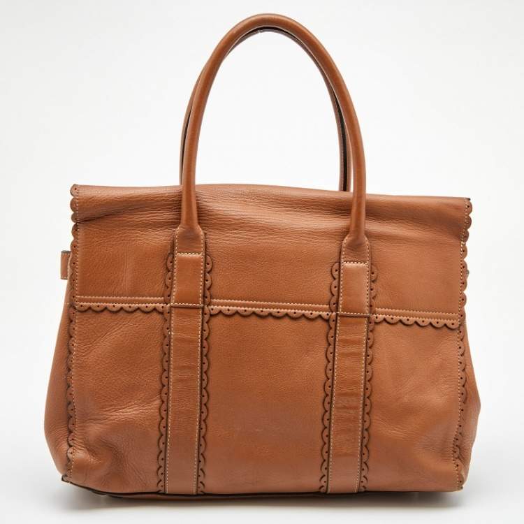 Pre Owned Mulberry Brown Leather Cookie Bayswater Satchel
