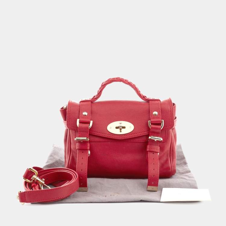 Pre Owned Mulberry Red Leather Mini Alexa Top Handle Bag