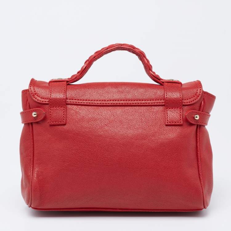Pre Owned Mulberry Red Leather Mini Alexa Top Handle Bag