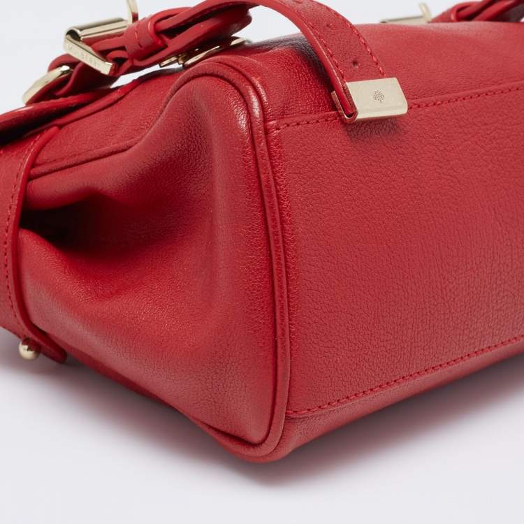 Pre Owned Mulberry Red Leather Mini Alexa Top Handle Bag