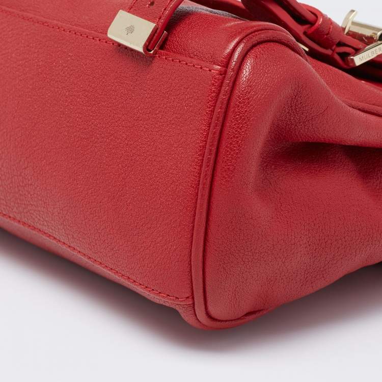 Pre Owned Mulberry Red Leather Mini Alexa Top Handle Bag