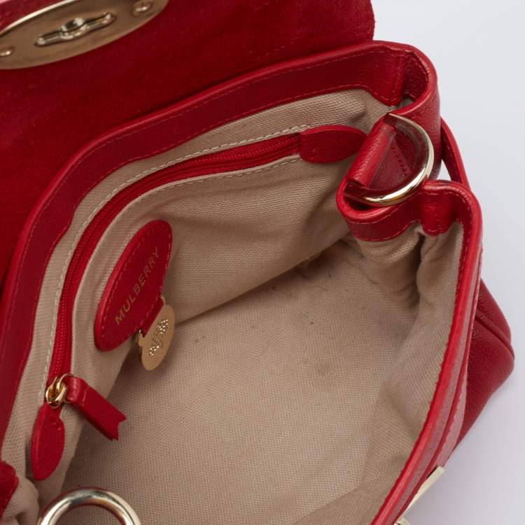 Pre Owned Mulberry Red Leather Mini Alexa Top Handle Bag