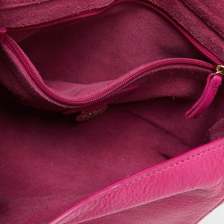 Pre Owned Mulberry Fuchsia Leather Small Lily Shoulder Bag
