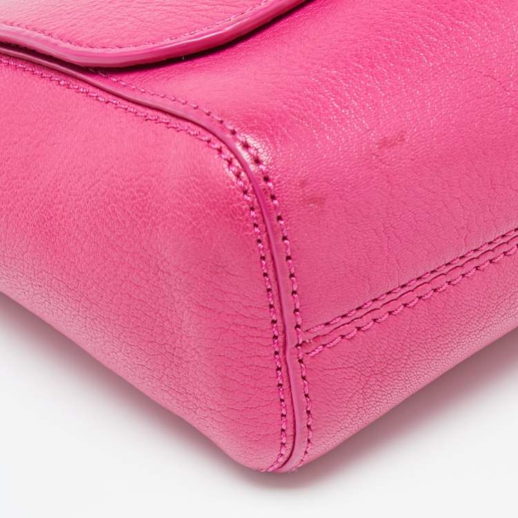 Pre Owned Mulberry Fuchsia Leather Small Lily Shoulder Bag