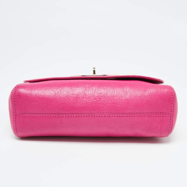 Pre Owned Mulberry Fuchsia Leather Small Lily Shoulder Bag