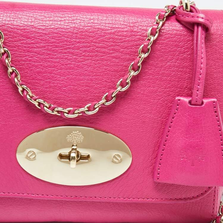 Pre Owned Mulberry Fuchsia Leather Small Lily Shoulder Bag
