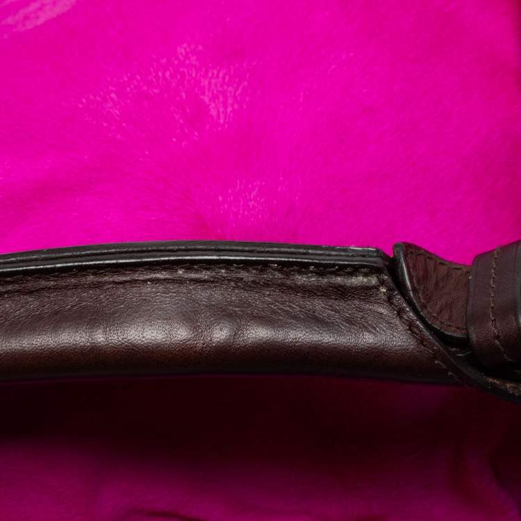 Pre Owned Mulberry Magenta/Brown Calf Hair and Leather Mitzy Hobo
