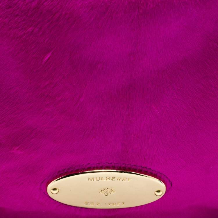 Pre Owned Mulberry Magenta/Brown Calf Hair and Leather Mitzy Hobo