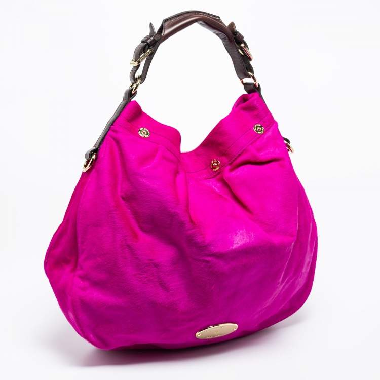 Pre Owned Mulberry Magenta/Brown Calf Hair and Leather Mitzy Hobo