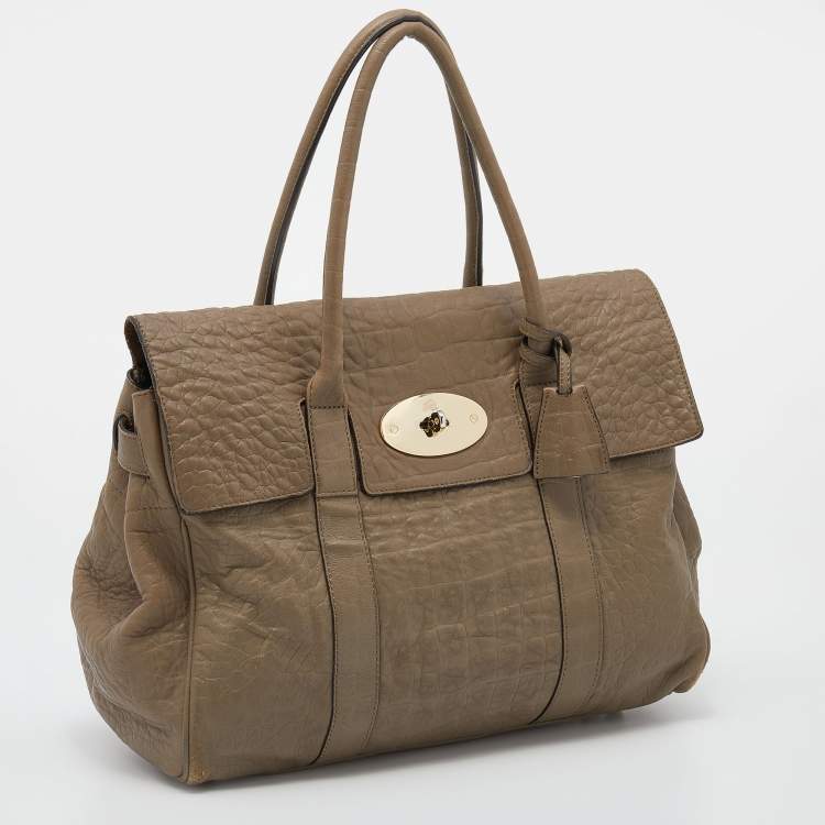 مملوكة مسبقًا Mulberry Grey Pebbled Leather Bayswater Satchel