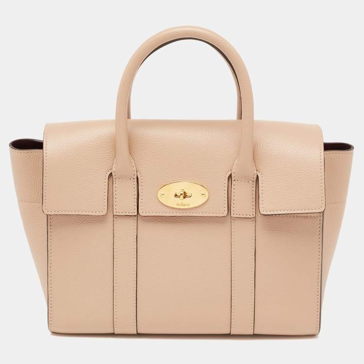 Pre Owned Mulberry Beige Leather Small Bayswater Satchel