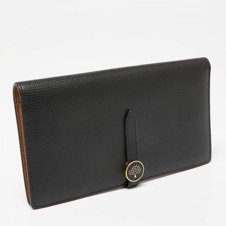 مملوكة مسبقًا Mulberry Black Leather Tree Logo Long Wallet