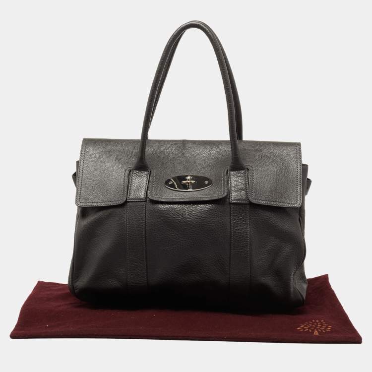 Pre Owned Mulberry Dark Grey Leather Bayswater Satchel