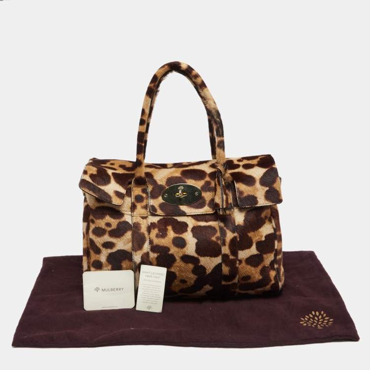 مملوكة مسبقًا Mulberry Brown Leopard Print Pony Hair Bayswater Satchel