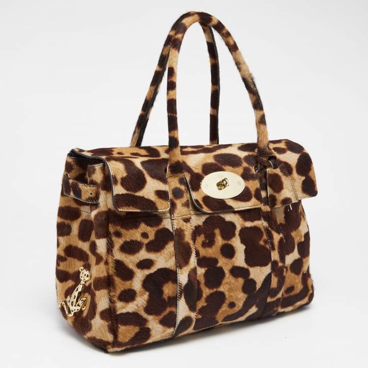 مملوكة مسبقًا Mulberry Brown Leopard Print Pony Hair Bayswater Satchel