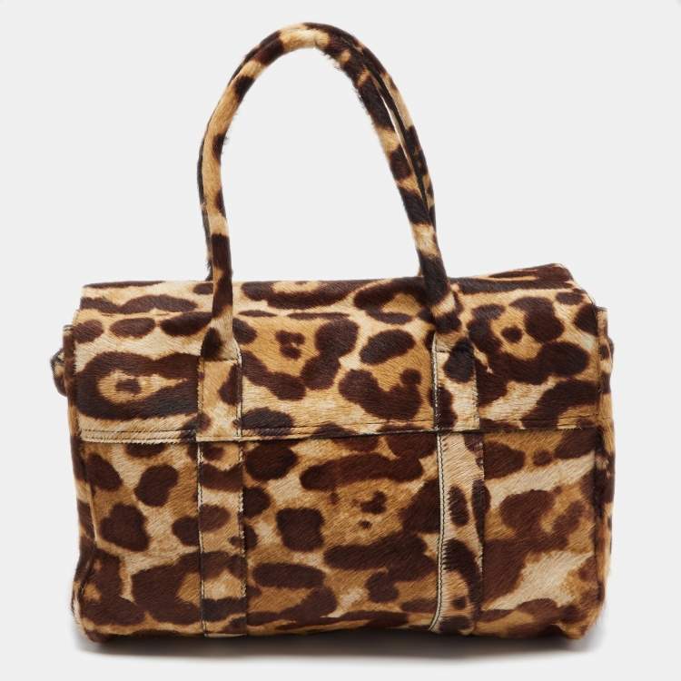 مملوكة مسبقًا Mulberry Brown Leopard Print Pony Hair Bayswater Satchel
