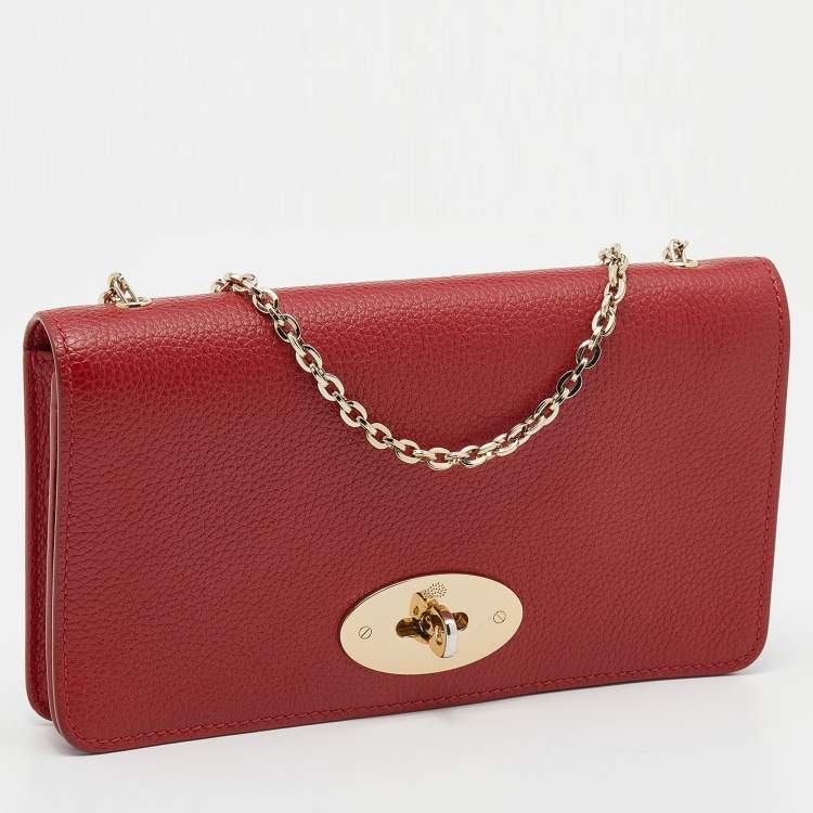 Pre Owned Mulberry Red Leather Bayswater Chain Clutch