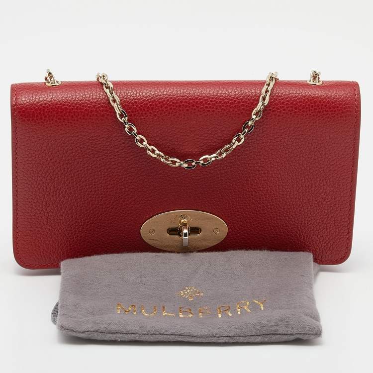 Pre Owned Mulberry Red Leather Bayswater Chain Clutch