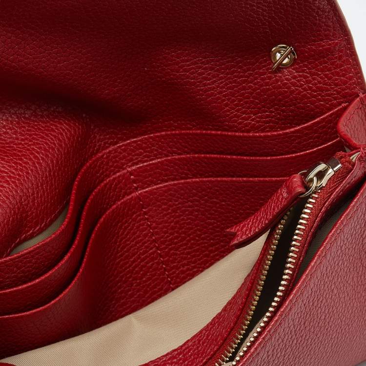 Pre Owned Mulberry Red Leather Bayswater Chain Clutch