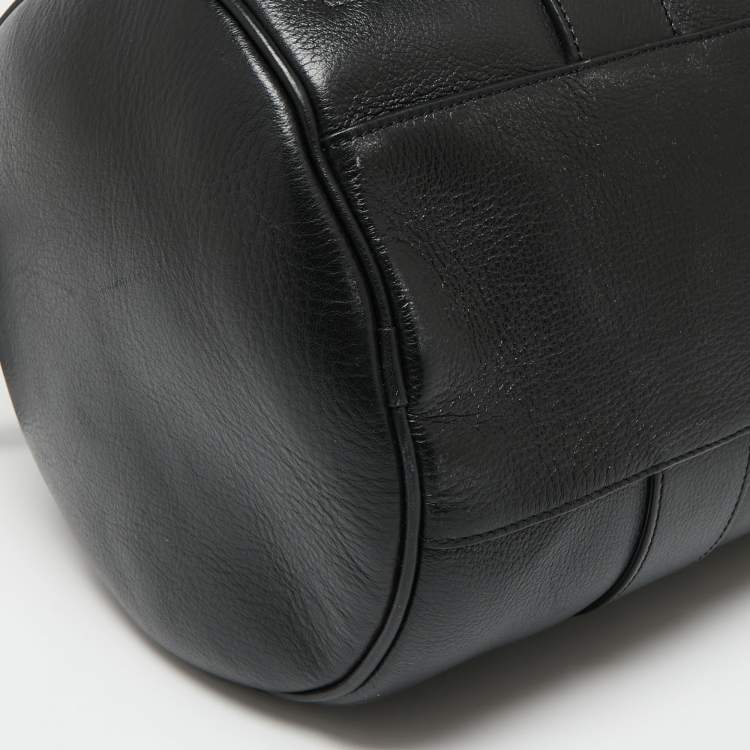 Pre Owned Mulberry Black Leather Round Ended Duffel Bag