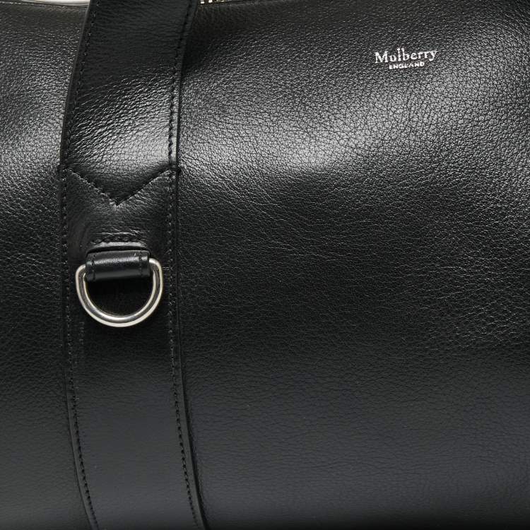 Pre Owned Mulberry Black Leather Round Ended Duffel Bag