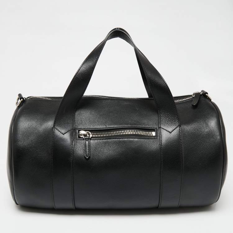 Pre Owned Mulberry Black Leather Round Ended Duffel Bag
