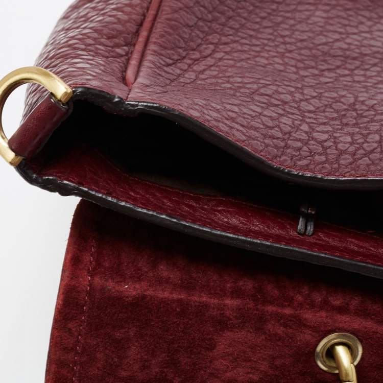 Pre Owned Mulberry Burgundy Grained Leather Polly Push Lock Top Handle Bag
