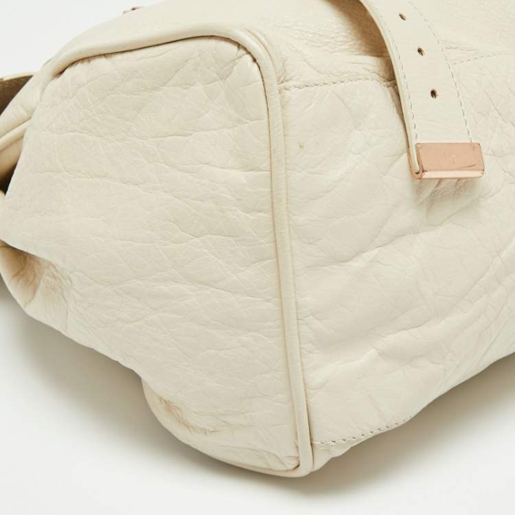 Pre Owned Mulberry Ivory Leather Oversized Alexa Top Handle Bag
