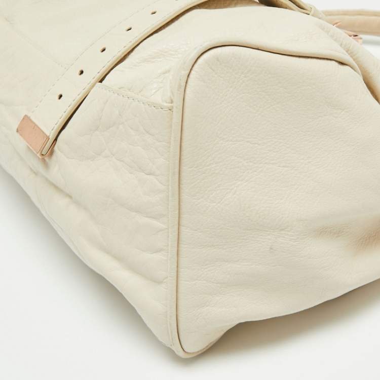 Pre Owned Mulberry Ivory Leather Oversized Alexa Top Handle Bag