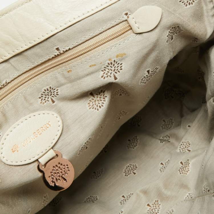 Pre Owned Mulberry Ivory Leather Oversized Alexa Top Handle Bag