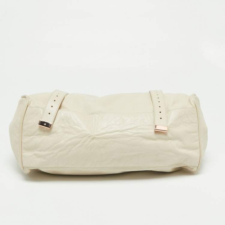 Pre Owned Mulberry Ivory Leather Oversized Alexa Top Handle Bag