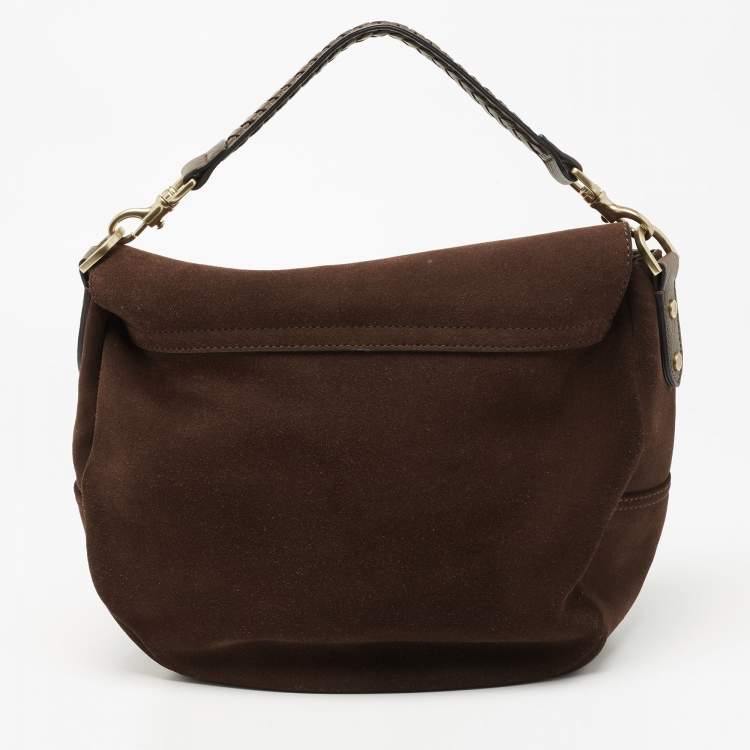 Pre Owned Mulberry Dark Brown Suede and Leather Effie Satchel