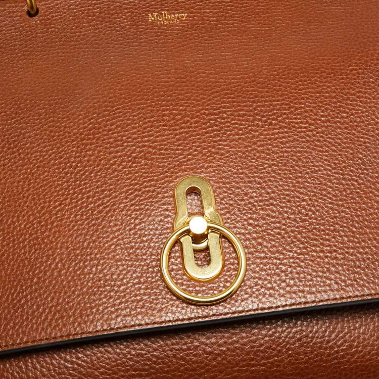 Pre Owned Mulberry Tan Leather Amberley Top Handle Bag