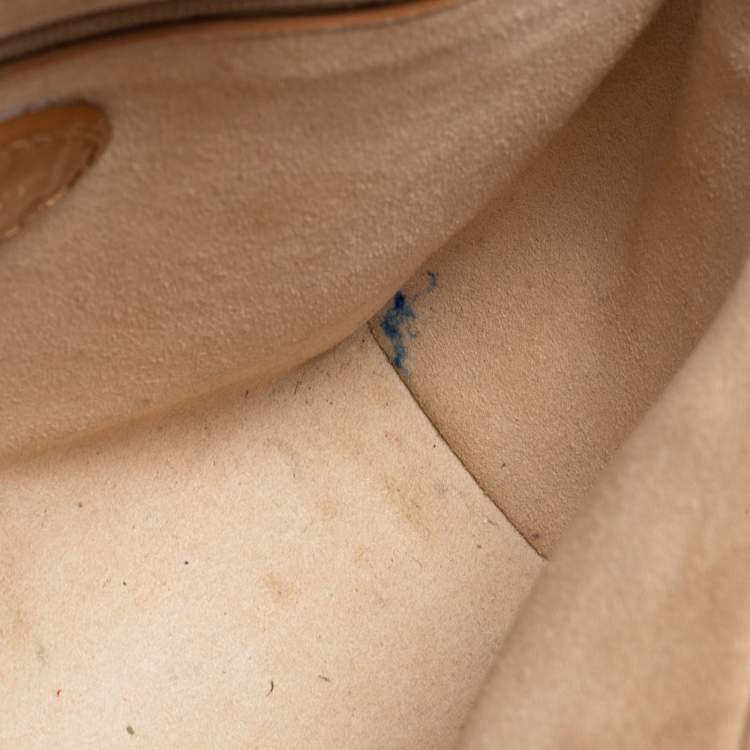 Pre Owned Mulberry Tan Croc Embossed Leather Small Lily Shoulder Bag