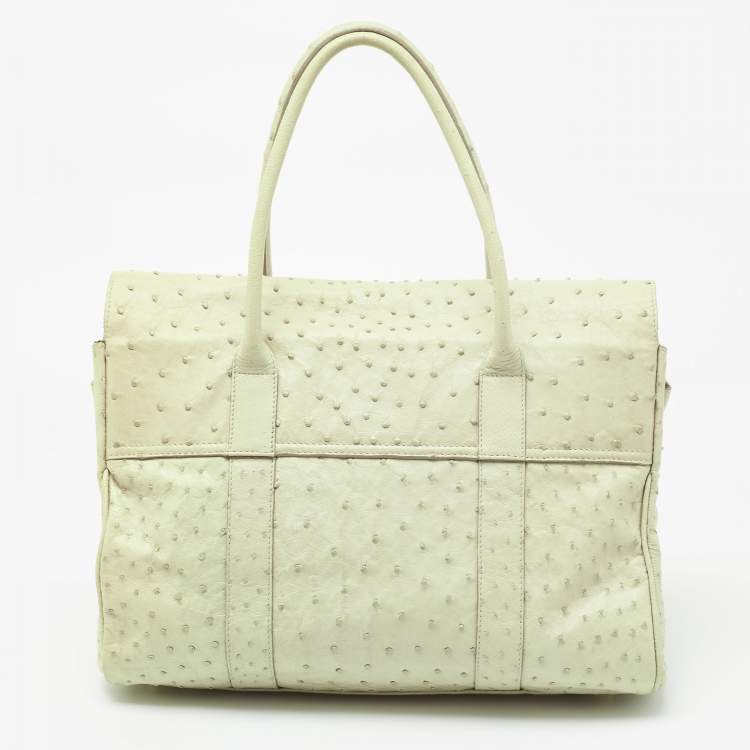 Pre Owned Mulberry Pale Green Ostrich Bayswater Satchel