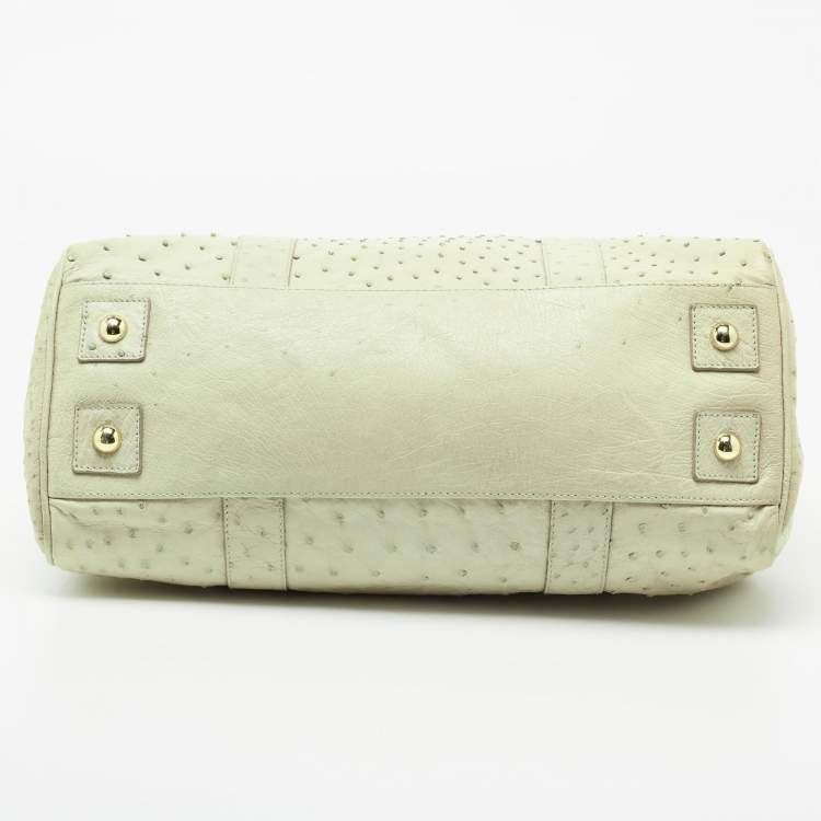Pre Owned Mulberry Pale Green Ostrich Bayswater Satchel