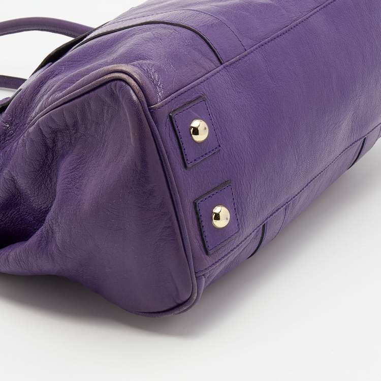 Pre Owned Mulberry Purple Leather Bayswater Satchel