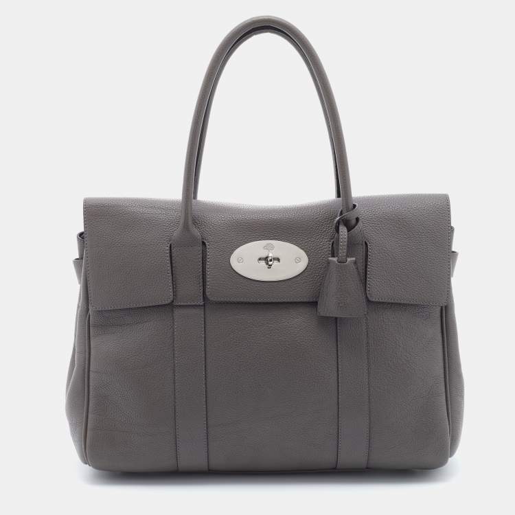 Pre Owned Mulberry Grey Grain Leather Bayswater Satchel