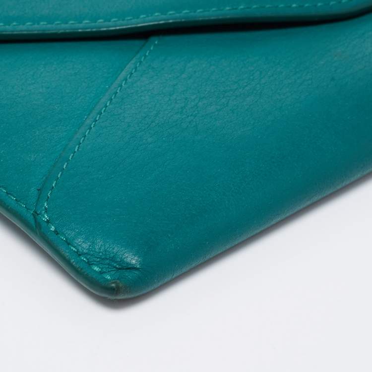 مملوكة مسبقًا Mulberry Green Leather Envelope Wallet