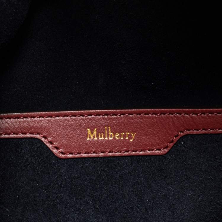 Pre Owned Mulberry Burgundy Croc Embossed Leather Marloes Hobo   