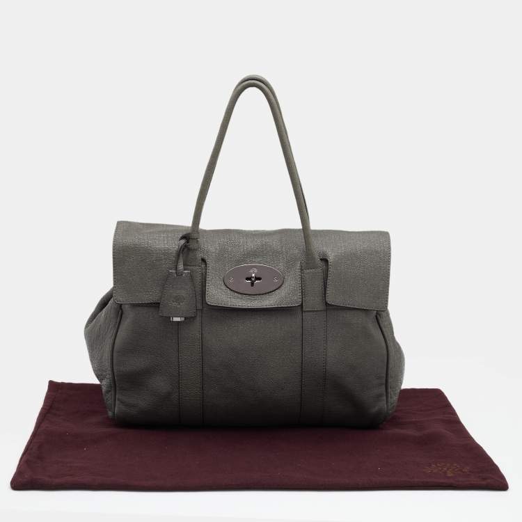 Pre Owned Mulberry Grey Shimmery Leather Bayswater Satchel
