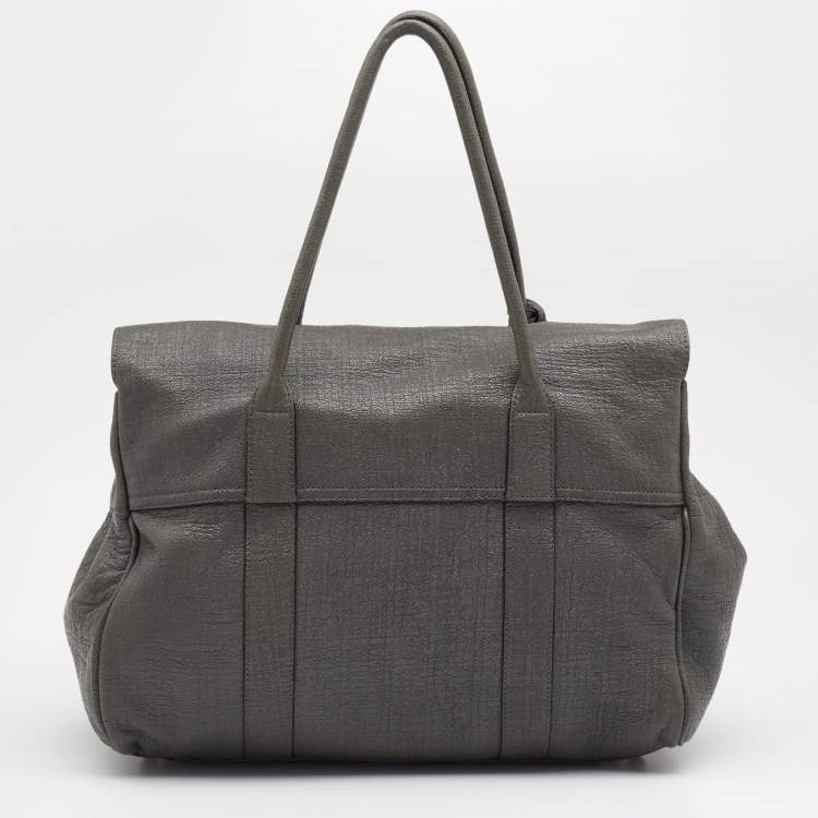 Pre Owned Mulberry Grey Shimmery Leather Bayswater Satchel