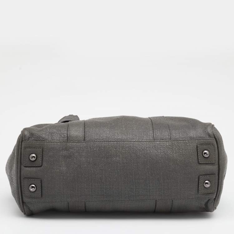 Pre Owned Mulberry Grey Shimmery Leather Bayswater Satchel