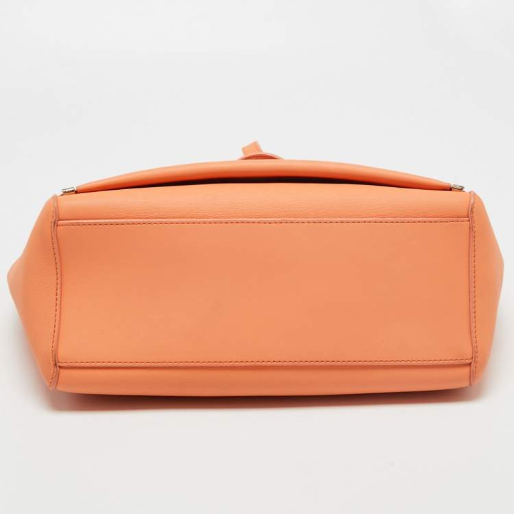 Pre Owned Mulberry Orange Ostrich And Leather Willow Tote