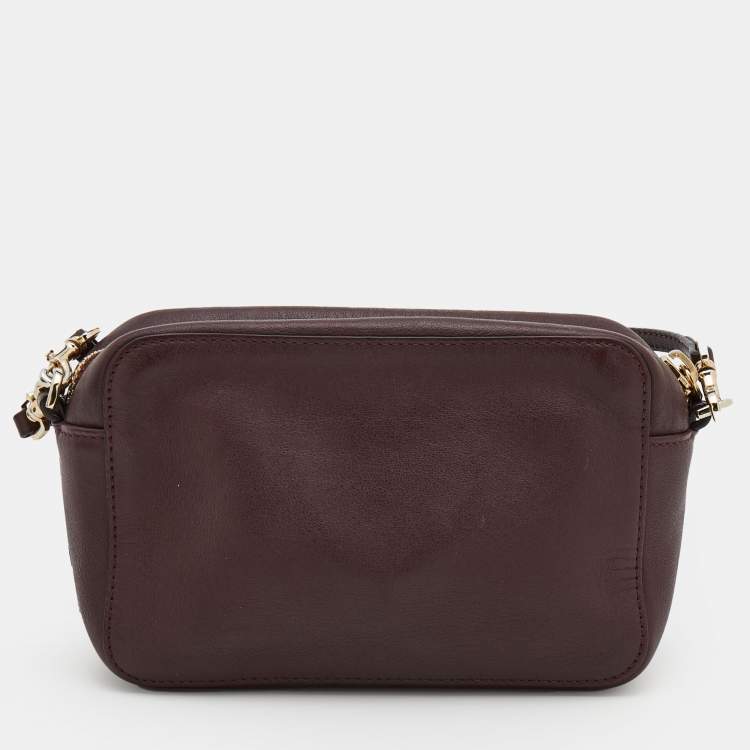 Pre Owned Mulberry Burgundy Leather Cara Delevingne Pouch